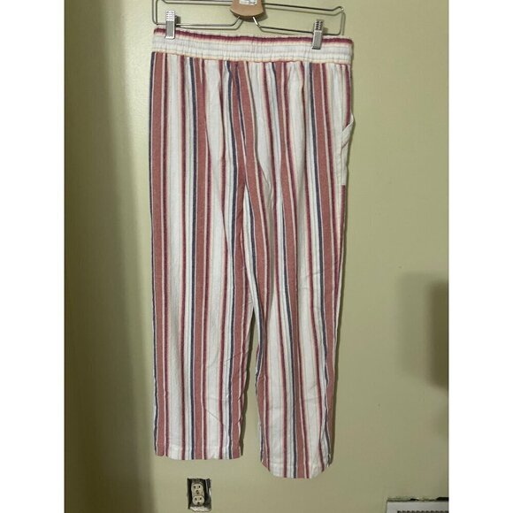 Womens Striped Linen Blend Elastic Waist Pants M Pull On Beachy Boho  Lagom Lage - Picture 3 of 9
